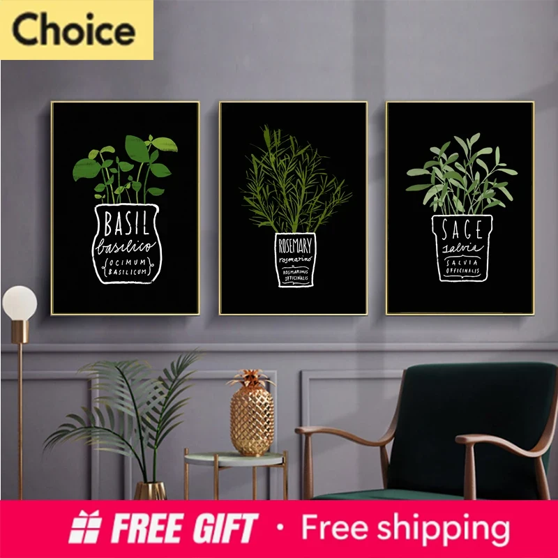 Home Office Depot - Tuval Boyama Saksıda Yeşil Bitkiler Posterler