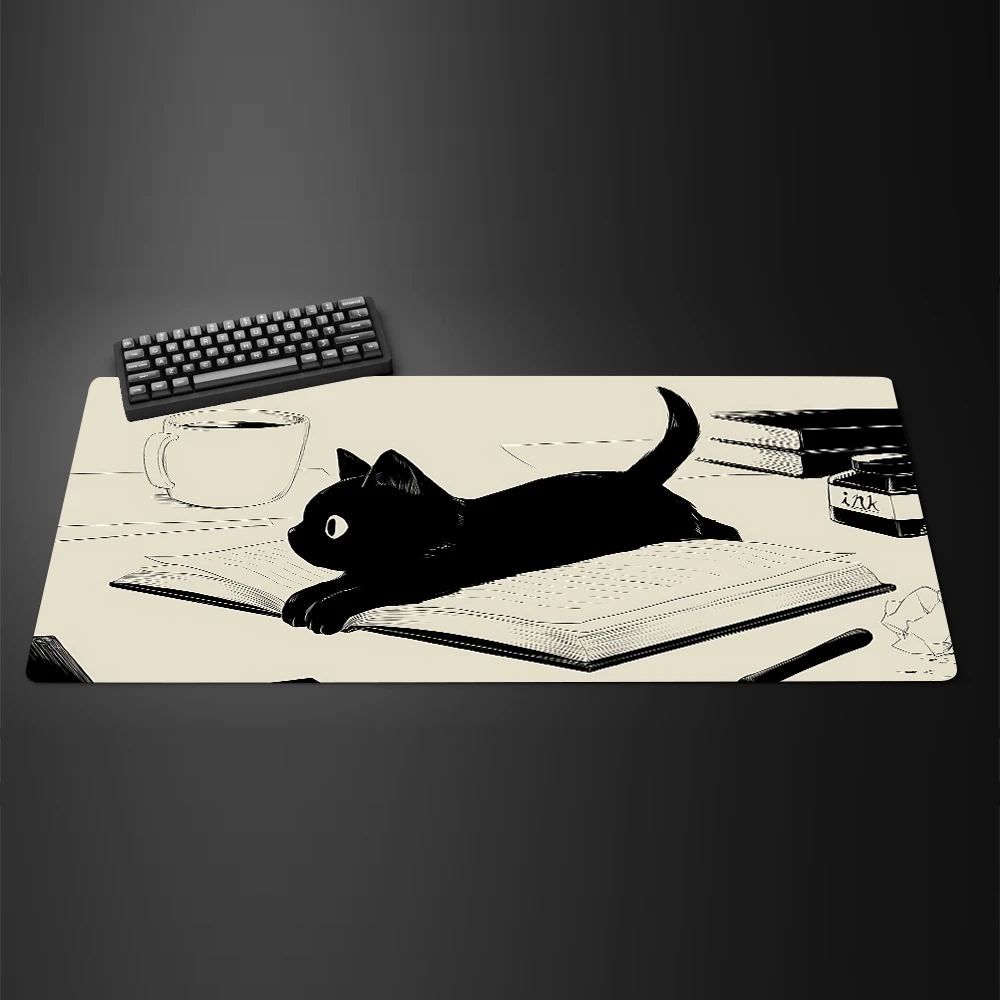 Mousepad Xl Extended - Siyah Mürekkep Kedi Anime Mouspad XL