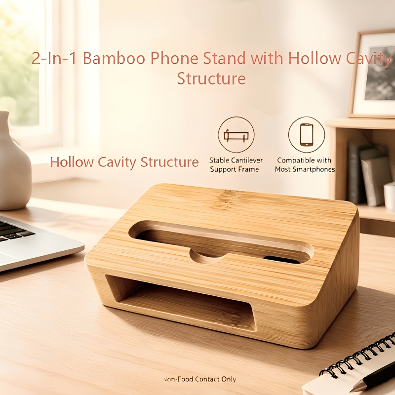 Home Office Contact - Bambu Pasif Ses Yükseltici Telefon Standı,
