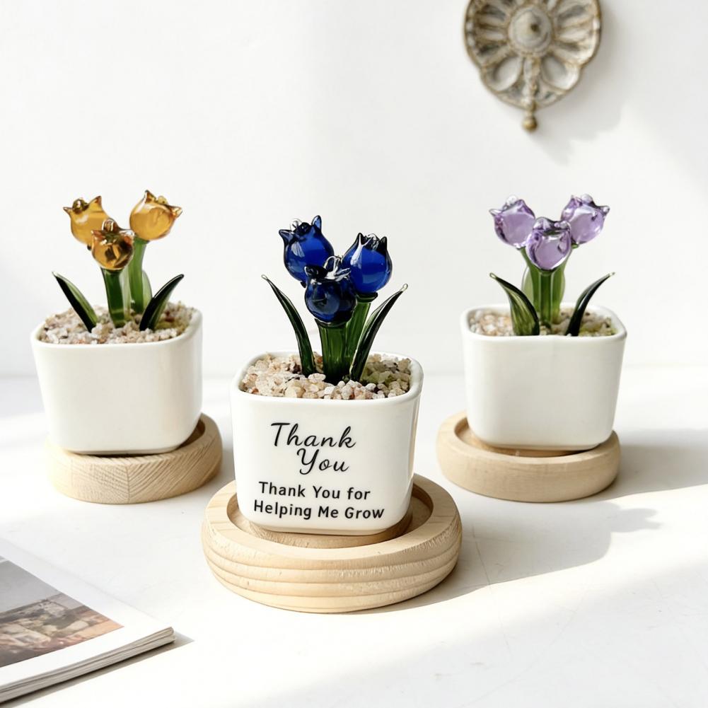 Home Office With Bookshelves - Mini Saksı Cam Çiçek Dekorasyonu Minyatür