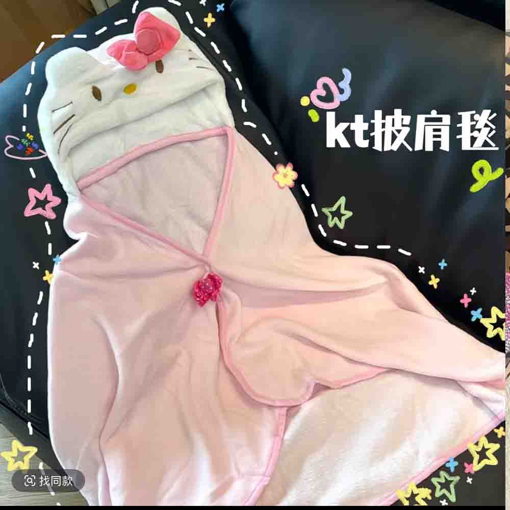 Home Office Student - Sevimli Hellokitty Pelerin Şal Klima Battaniyesi