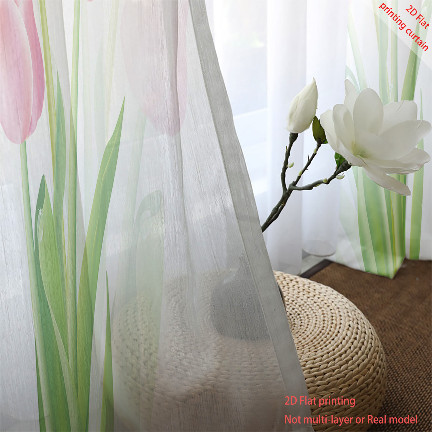 Pembe lale desenli şeffaf gazl - Home Office Windows incelemesi ve fiyatı